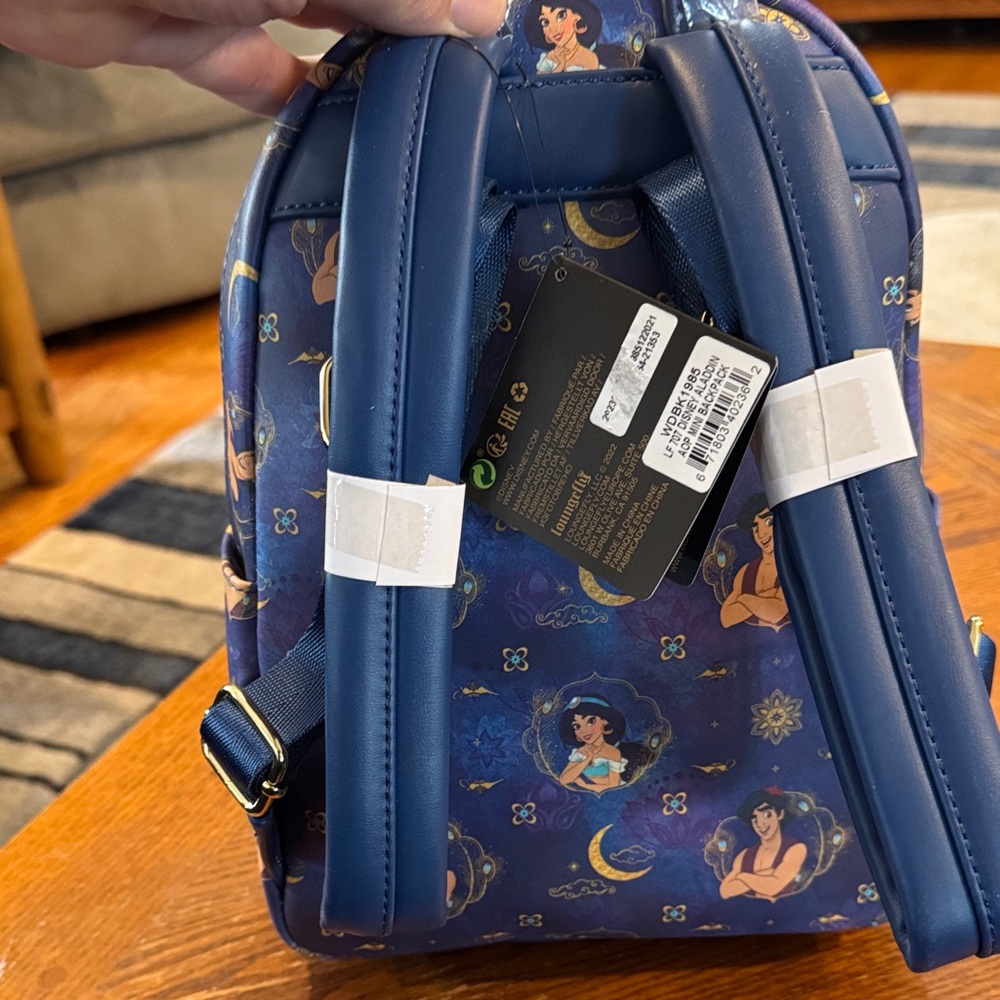 Loungefly Disney Aladdin Jasmine Navy Purple Mini Backpack - Picture 3 of 4